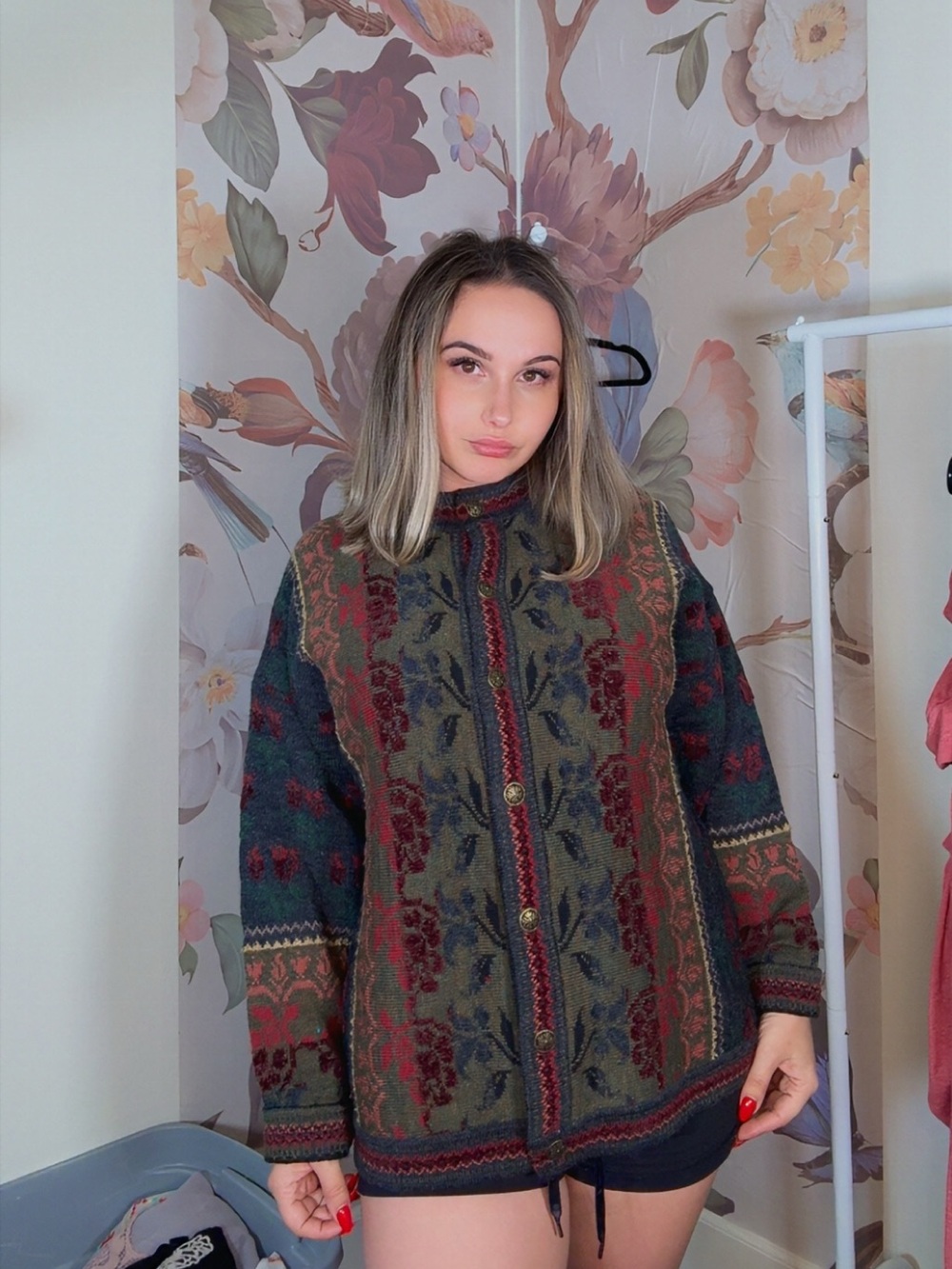 Vintage Floral Tapestry Cardigan | 90s Boho Grandpacore Knit